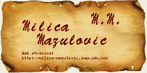 Milica Mazulović vizit kartica